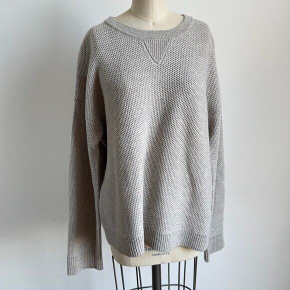 VINCE Gray Wool Yak Blend Long Sleeve Waffle Knit Sweater - Picture 2 of 8